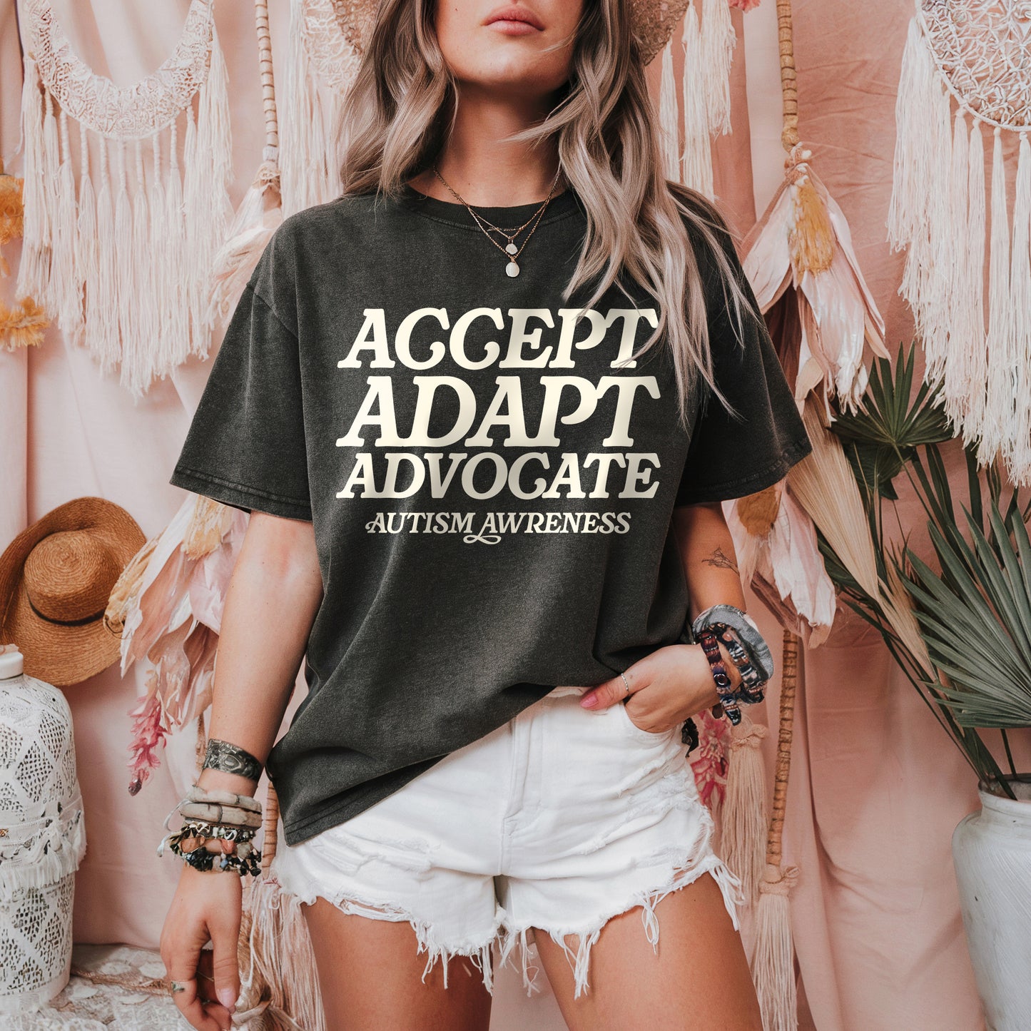 Autism Awareness Shirt, Accept Adapt Advocate Autism Awarness Month T Shirt, Comfort Colors Autism Mom Mama Shirts In April We Wear Blue